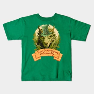 prone to shenanigans and malarkey, green dragon Kids T-Shirt